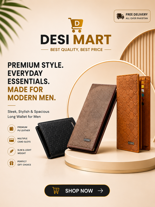 Premium Men’s Long Wallet – Stylish Leather Card Holder & Cash Organizer