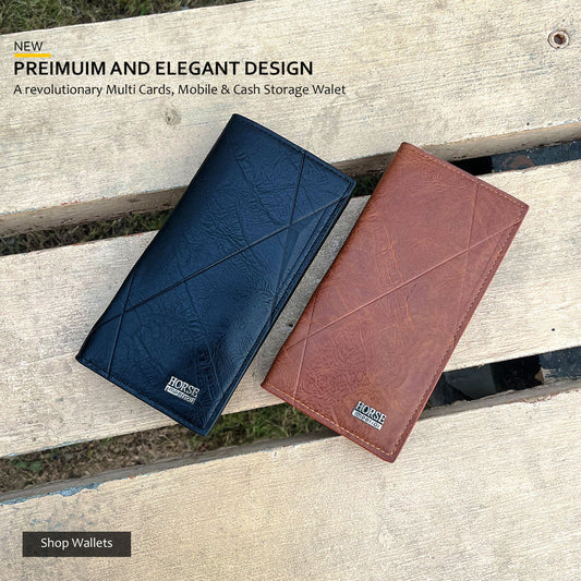 New Imported Long Leather Trifold Wallet For Cash & Cards
